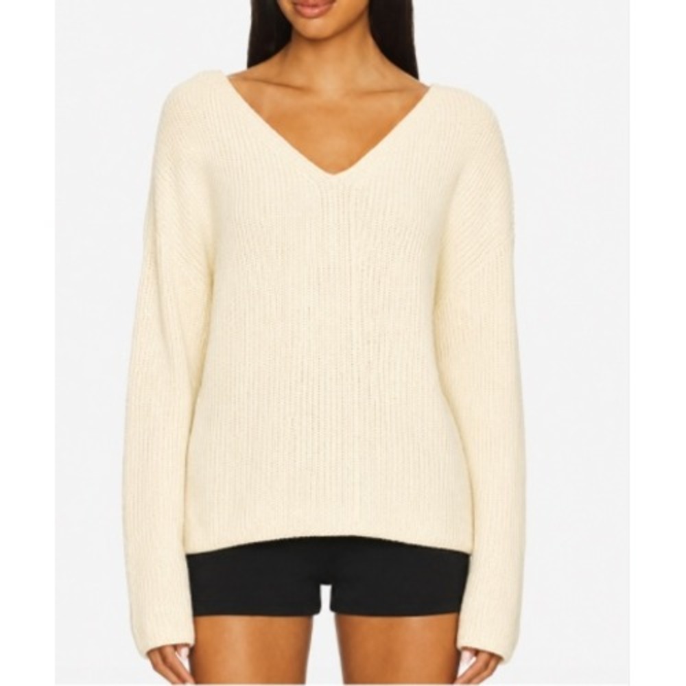 Vince 100% Cashmere Cream V Neck Oversized Sweater Raglan Sleevesv Ribbed XS